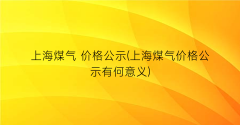 上海煤气 价格公示(上海煤气价格公示有何意义)